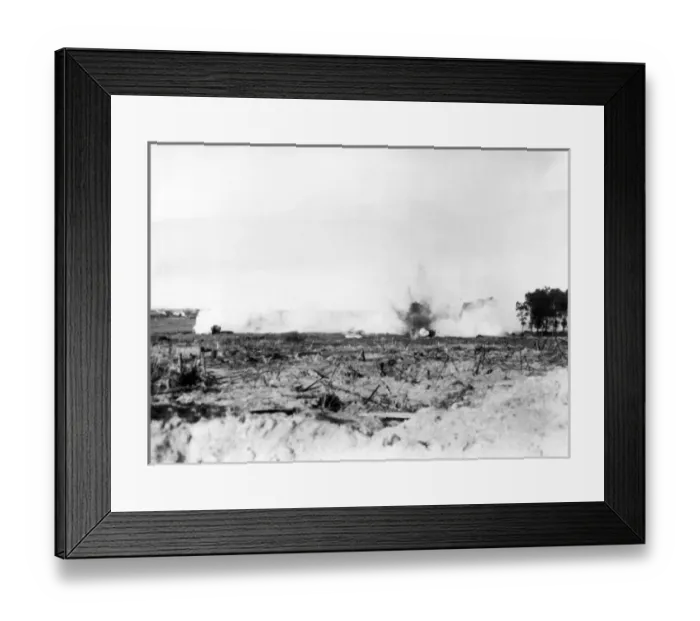 Framed Print : British tanks under German fire, WW1 Framed Print : British tanks under German fire, WW1