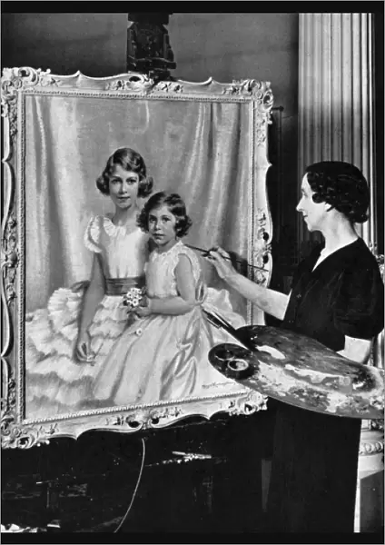 Portrait of Princesses Elizabeth and Margaret in the paintin