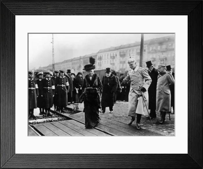 Framed Print : Empress of Germany inspecting hospital train, Berlin