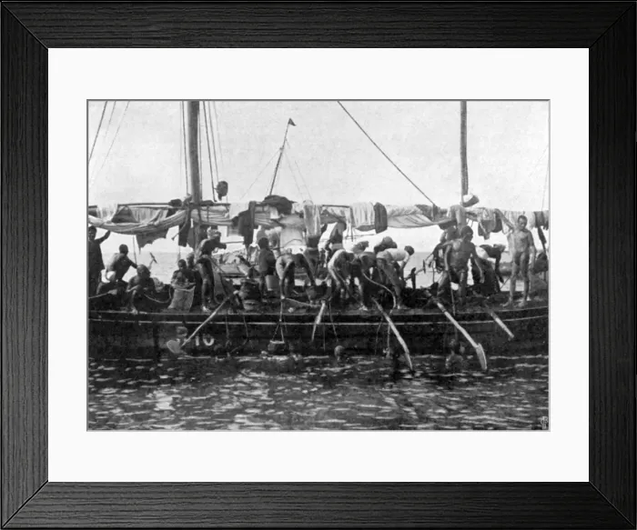 Framed Print : Arab pearl divers at work, 1903 Framed Print : Arab pearl divers at work, 1903