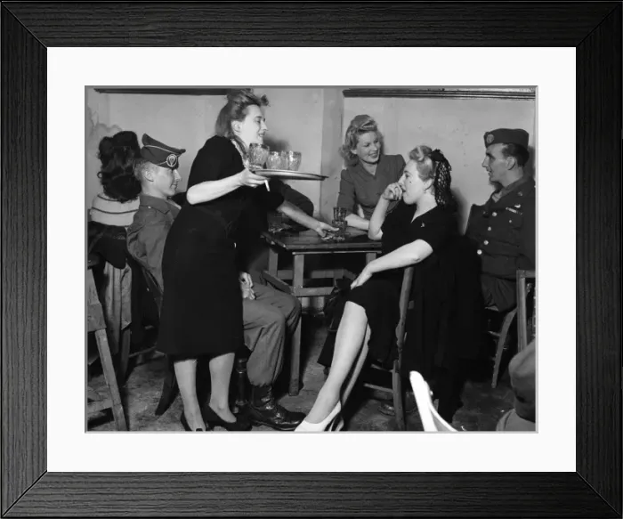Framed Print : Women and military men in a pub Framed Print : Women and military men in a pub