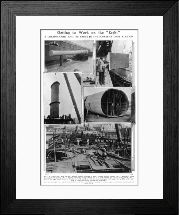 Framed Print : Construction of a Dreadnought, 1909 Framed Print : Construction of a Dreadnought, 1909