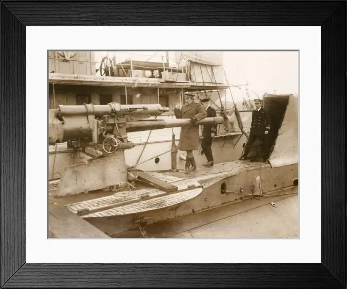 Framed Print : Commodore Keyes with journalist on submarine, WW1 Framed Print : Commodore Keyes with journalist on submarine, WW1