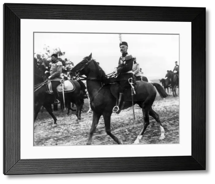 Framed Print : Field Marshal Putnik, Serbian army officer, on horseback Framed Print : Field Marshal Putnik, Serbian army officer, on horseback