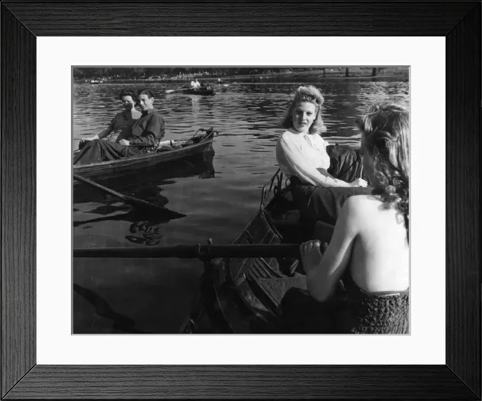 Framed Print : Boating lake in London park, 1940s Framed Print : Boating lake in London park, 1940s