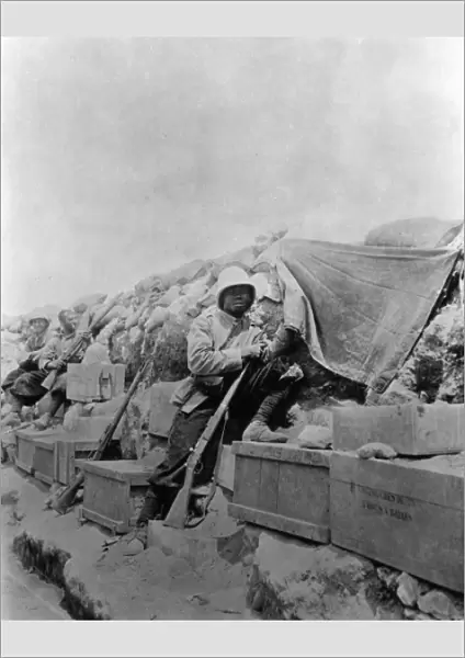 Senegalese soldier in a trench, WW1