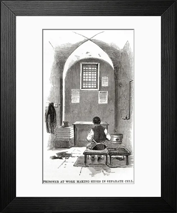 Framed Print : Prisoner making shoes, Millbank Prison Framed Print : Prisoner making shoes, Millbank Prison