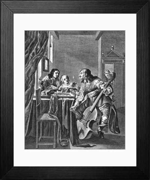 Framed Print : Music at home - 17th century musical gathering Framed Print : Music at home - 17th century musical gathering