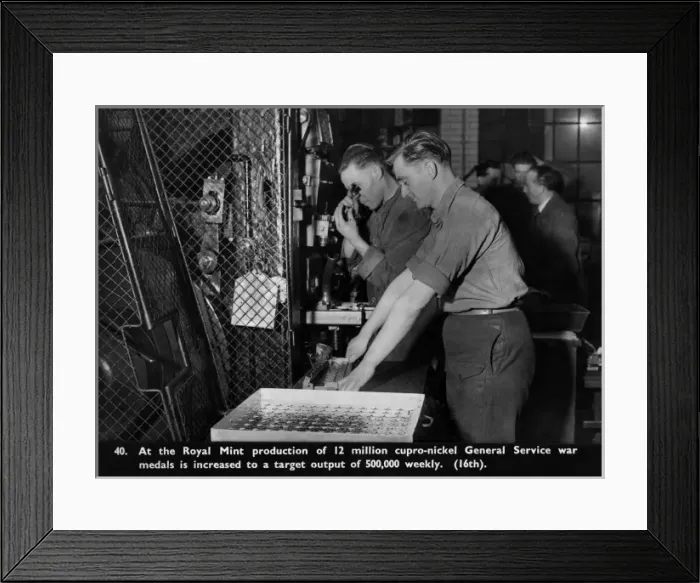Framed Print : Manufacture of war medals, Royal Mint Framed Print : Manufacture of war medals, Royal Mint