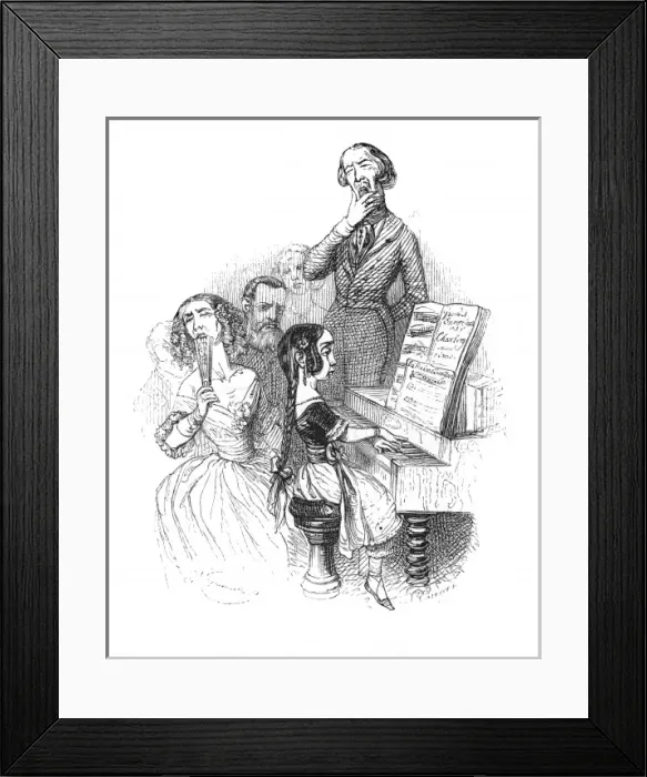 Framed Print : Music at home - boring recital by child Framed Print : Music at home - boring recital by child