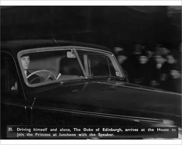 Prince Philip driving to Houses of Parliament