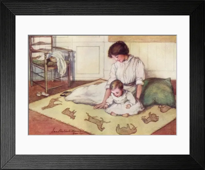 Framed Print : Mother and baby with crawling rug Framed Print : Mother and baby with crawling rug