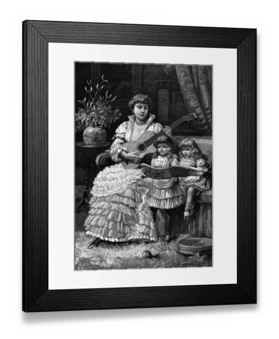 Framed Print : Music at home - Childrens Christmas Carol Framed Print : Music at home - Childrens Christmas Carol