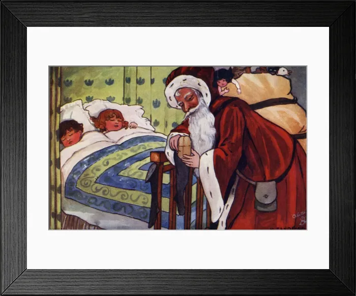 Framed Print : Santa filling the stockings by Hilda Dix Sandford Framed Print : Santa filling the stockings by Hilda Dix Sandford