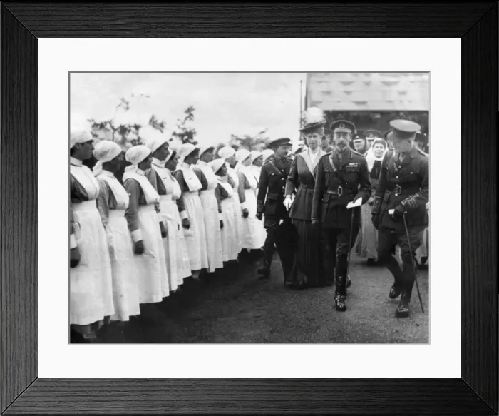 Framed Print : George V and Queen Mary visiting a hospital Framed Print : George V and Queen Mary visiting a hospital