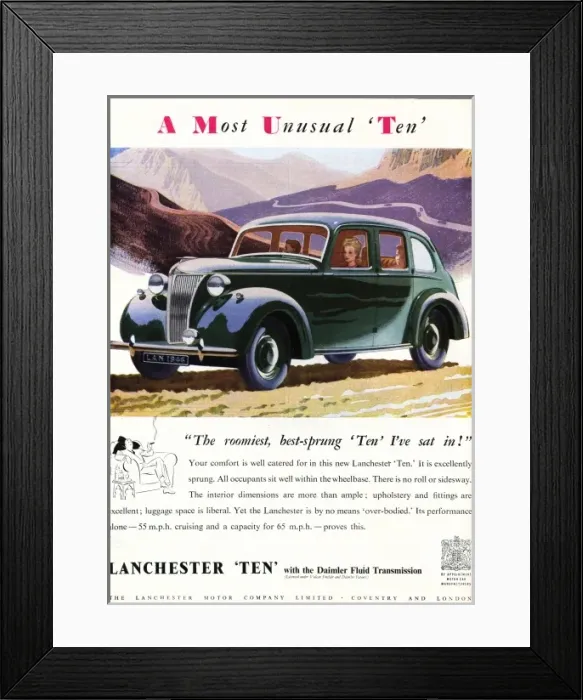 Framed Print : Lanchester Ten car advert Framed Print : Lanchester Ten car advert