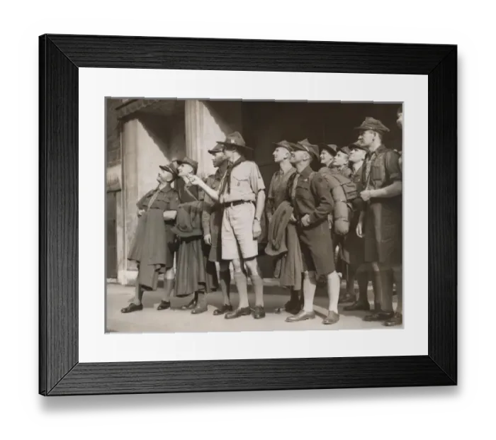 Framed Print : British Scout leader with Polish Scout leaders Framed Print : British Scout leader with Polish Scout leaders