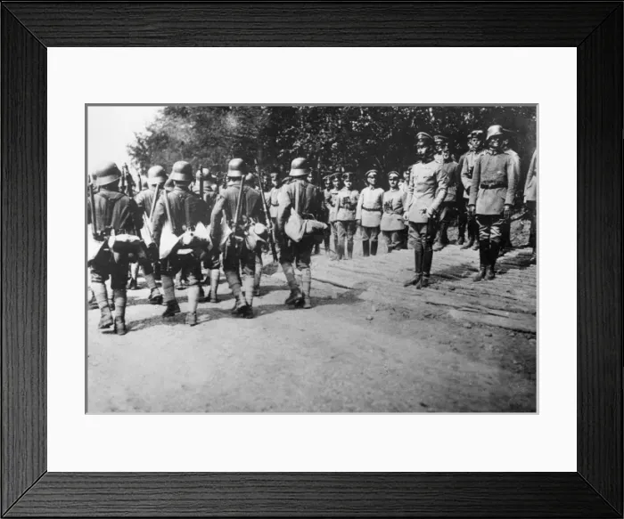 Framed Print : Crown Prince Wilhelm of Prussia with soldiers, Charleville Framed Print : Crown Prince Wilhelm of Prussia with soldiers, Charleville