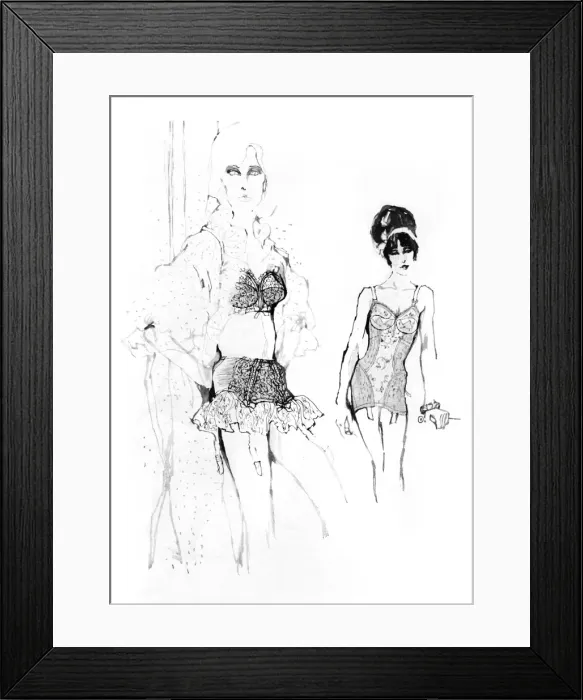 Framed Print : Underwear for 1962 drawn by Barbara Hulanicki