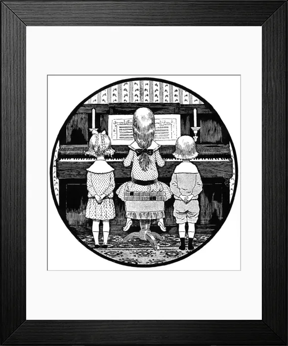 Framed Print : Music at home - children at the piano Framed Print : Music at home - children at the piano
