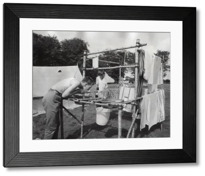 Framed Print : Scout washing on camp Framed Print : Scout washing on camp