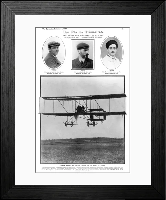 Framed Print : Aviation competition at Rheims, 1909, Farman, Latham & Paulh Framed Print : Aviation competition at Rheims, 1909, Farman, Latham & Paulh