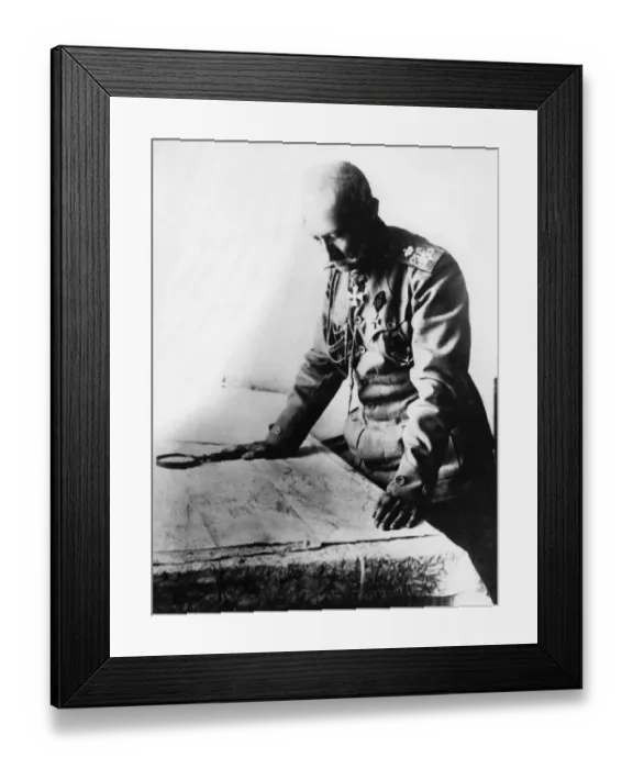 Framed Print : German army officer examining a map, WW1 Framed Print : German army officer examining a map, WW1