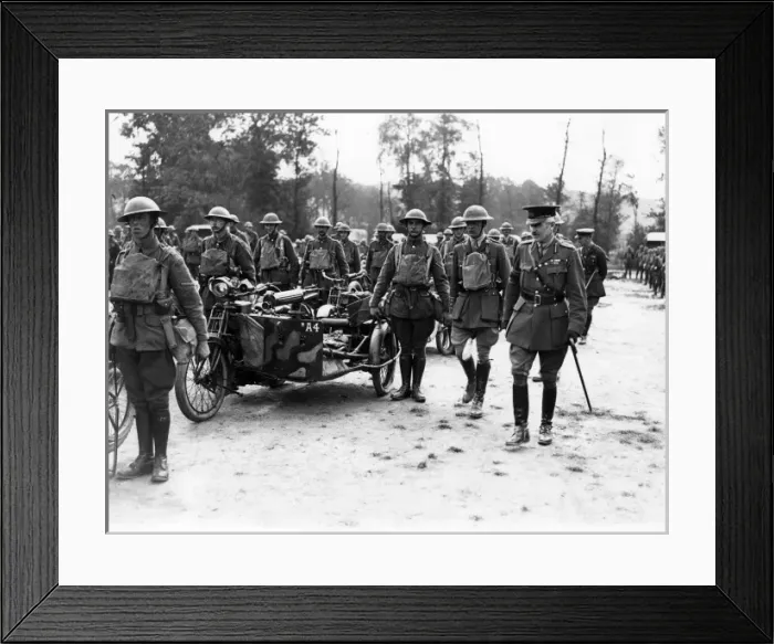 Framed Print : General Horne with batallion at Dieval, France Framed Print : General Horne with batallion at Dieval, France