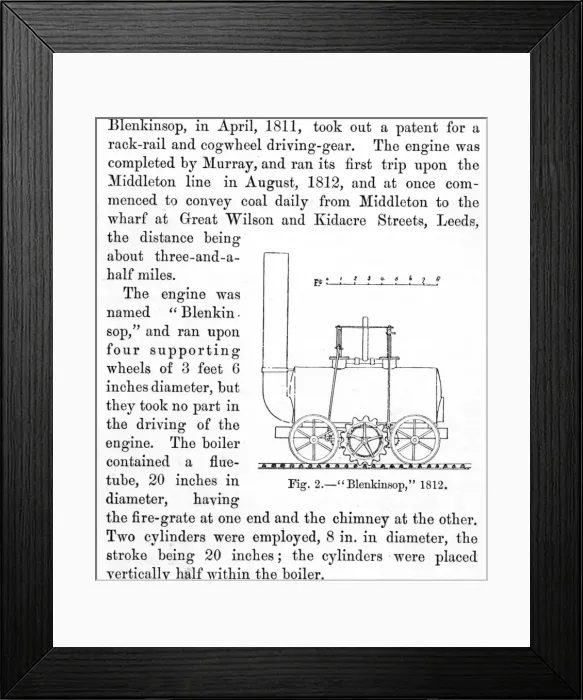 Framed Print : Blenkinsop Locomotive, 1812 Framed Print : Blenkinsop Locomotive, 1812