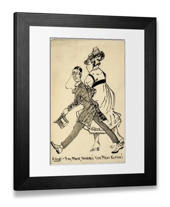 Framed Print : Humorous WWI postcard drawn by George Ranstead Framed Print : Humorous WWI postcard drawn by George Ranstead