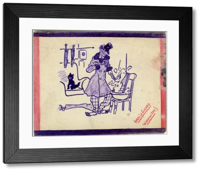 Framed Print : Apres la Guerre no. 4 - postcard drawn by George Ranstead Framed Print : Apres la Guerre no. 4 - postcard drawn by George Ranstead