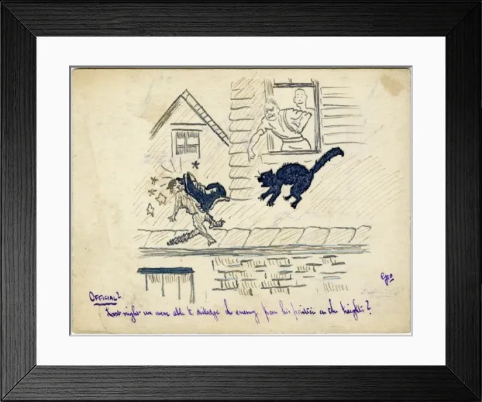 Framed Print : WWI postcard drawn by George Ranstead Framed Print : WWI postcard drawn by George Ranstead