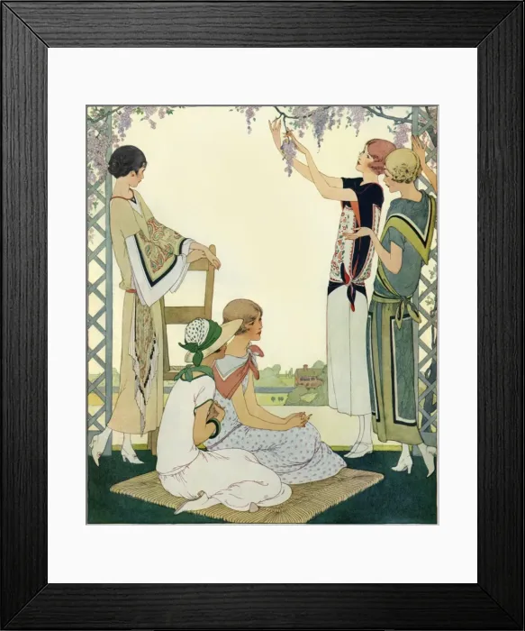 Framed Print : Women reclining in arbour 1923 Framed Print : Women reclining in arbour 1923