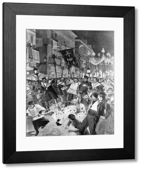 Framed Print : Anarchists attack a religious procession in Barcelona Framed Print : Anarchists attack a religious procession in Barcelona