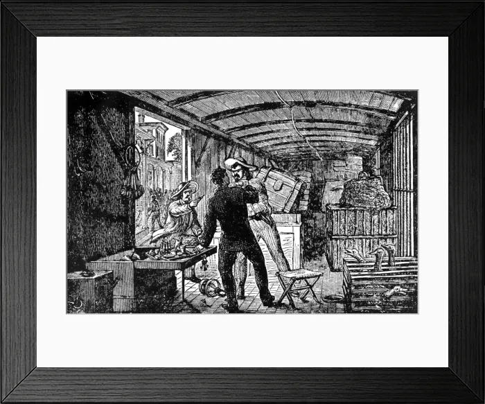 Framed Print : Bandits attack an express train in America Framed Print : Bandits attack an express train in America
