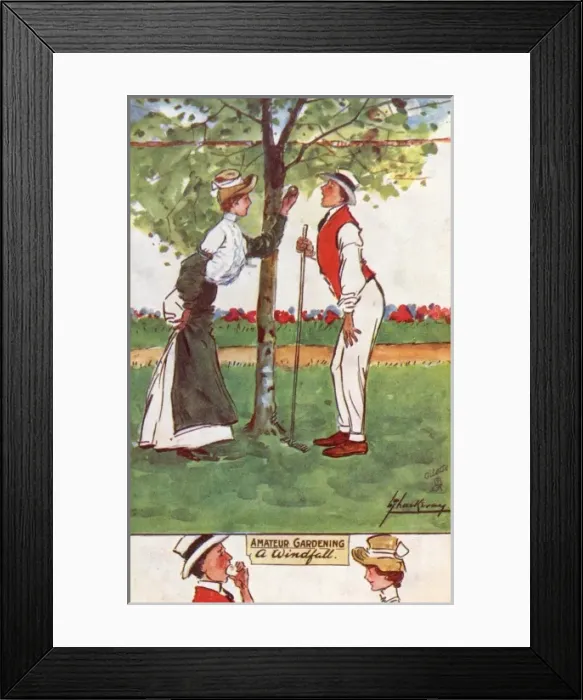 Framed Print : A Windfall - tasting an apple in the garden Framed Print : A Windfall - tasting an apple in the garden