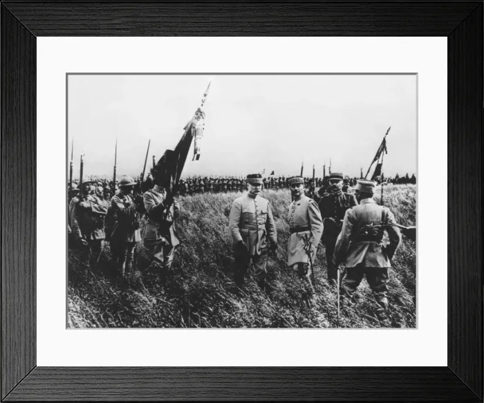 Framed Print : General Petain decorating colours of Moroccan regiment Framed Print : General Petain decorating colours of Moroccan regiment