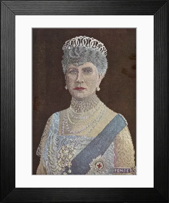 Framed Print : Queen Mary - portrait in Petit Point Framed Print : Queen Mary - portrait in Petit Point