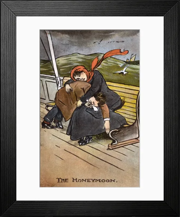 Framed Print : The Honeymoon - Seasick Couple Framed Print : The Honeymoon - Seasick Couple