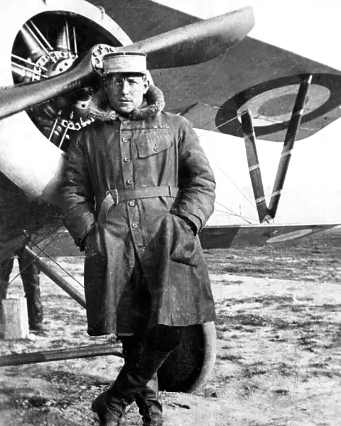 Lieutenant Nungesser with Nieuport biplane