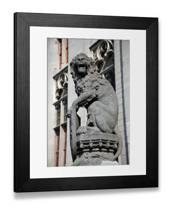 Framed Print : Lion statue in Bruges Framed Print : Lion statue in Bruges