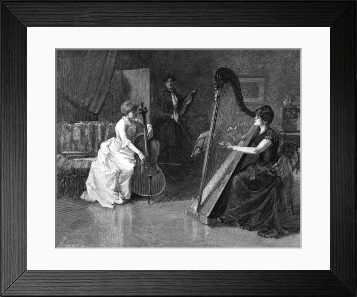 Framed Print : Music at home - a trio of musicians Framed Print : Music at home - a trio of musicians