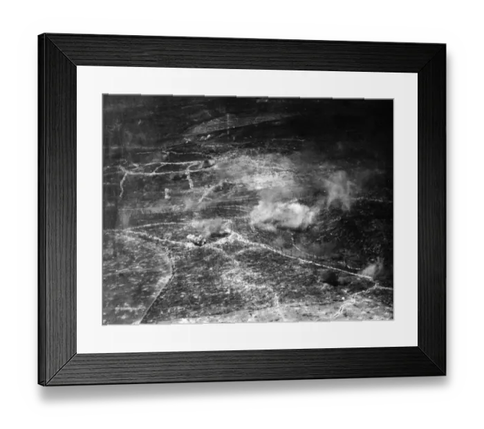 Framed Print : Aerial photograph of a battlefield, France, WW1 Framed Print : Aerial photograph of a battlefield, France, WW1