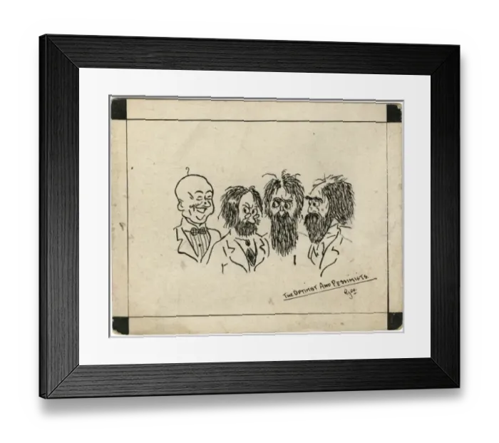 Framed Print : Optimist and pessimists - postcard by George Ranstead Framed Print : Optimist and pessimists - postcard by George Ranstead