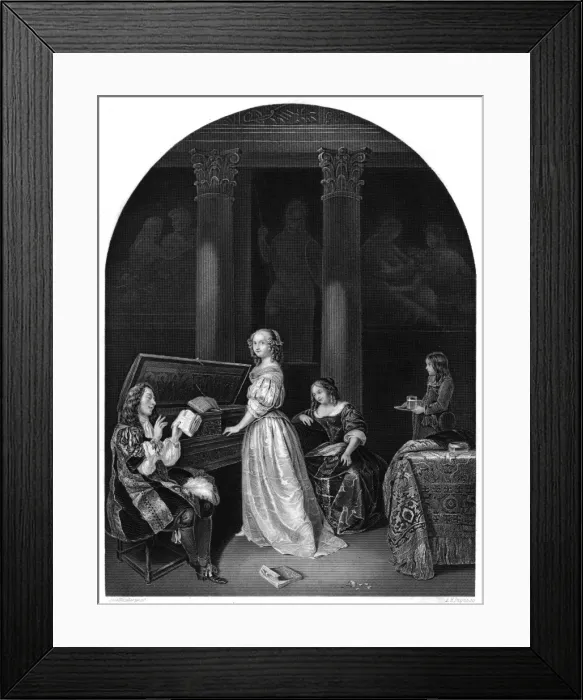 Framed Print : Music at home, 17th century Framed Print : Music at home, 17th century