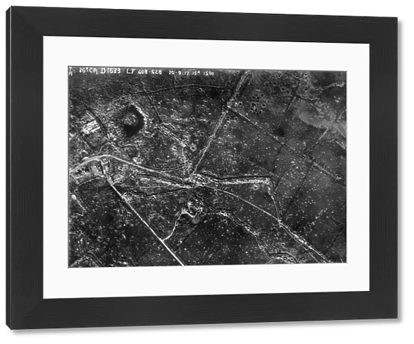 Aerial photograph of shell holes, Ypres, Belgium, WW1
