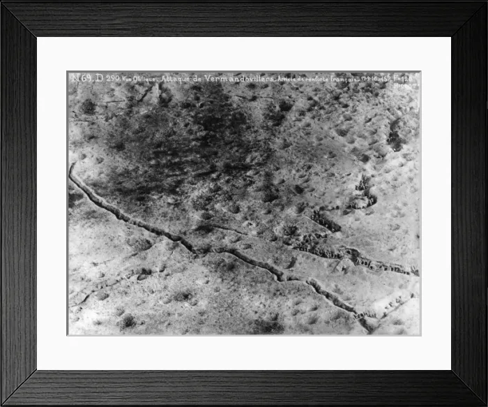 Framed Print : Aerial photograph of Vermandovillers, France, WW1 Framed Print : Aerial photograph of Vermandovillers, France, WW1