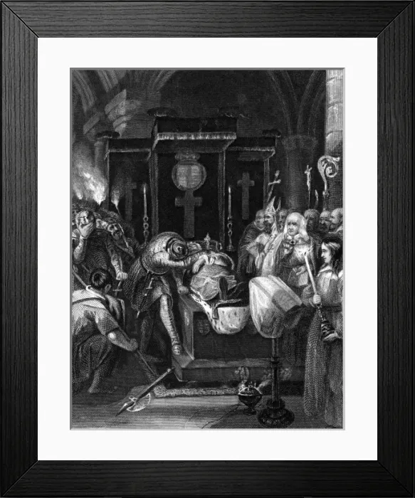 Framed Print : Prince Richard grieves at his fathers funeral bier Framed Print : Prince Richard grieves at his fathers funeral bier