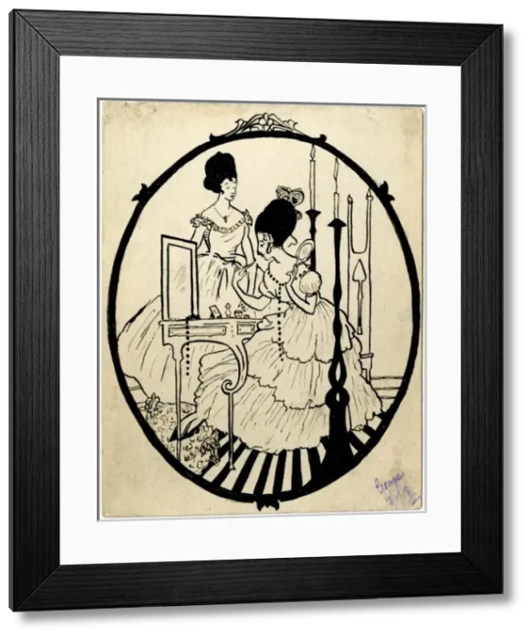 Framed Print : Postcard by George Ranstead - ladies in their boudoir Framed Print : Postcard by George Ranstead - ladies in their boudoir