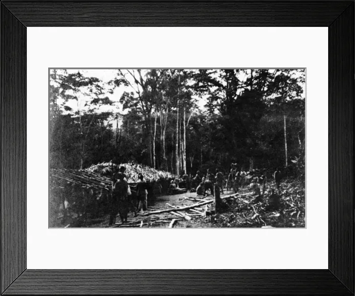 Framed Print : Native troops building shelters, Cameroon, Africa, WW1 Framed Print : Native troops building shelters, Cameroon, Africa, WW1